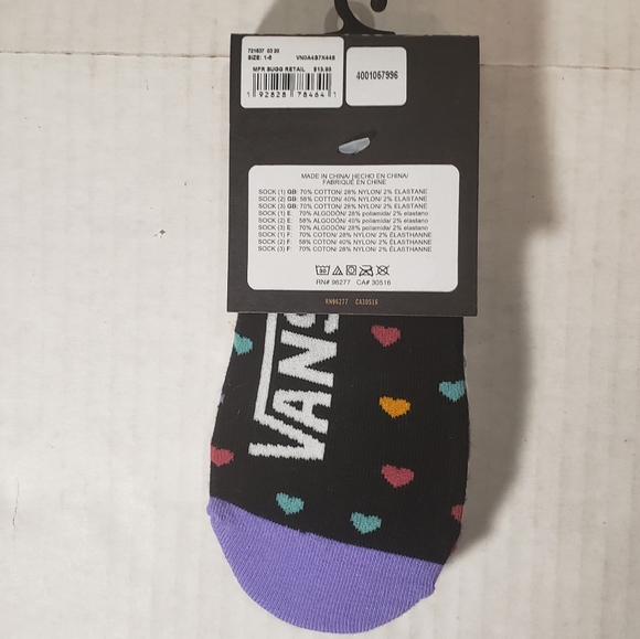 NWT Women's Vans Rainbow 💕 Canoodle 3 Pack Socks - Picture 4 of 5